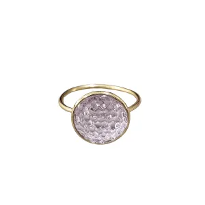 14k Gold Pink Amethyst Carving Ring