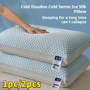 1pc Cold Bean Curd Pillow - Ergonomic Neck and Spine Support for Relaxing Sleep, Breathable Moisture-Absorbing Core, Perfect for Home Decor, Living Room, and Bedroom - Soft, Cooling, and Comfortable Household Bedding Accessory