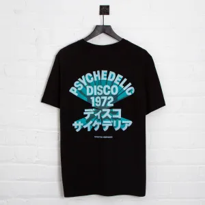 3D 1972 Psychedelic Disco Front Print - Tshirt - Black