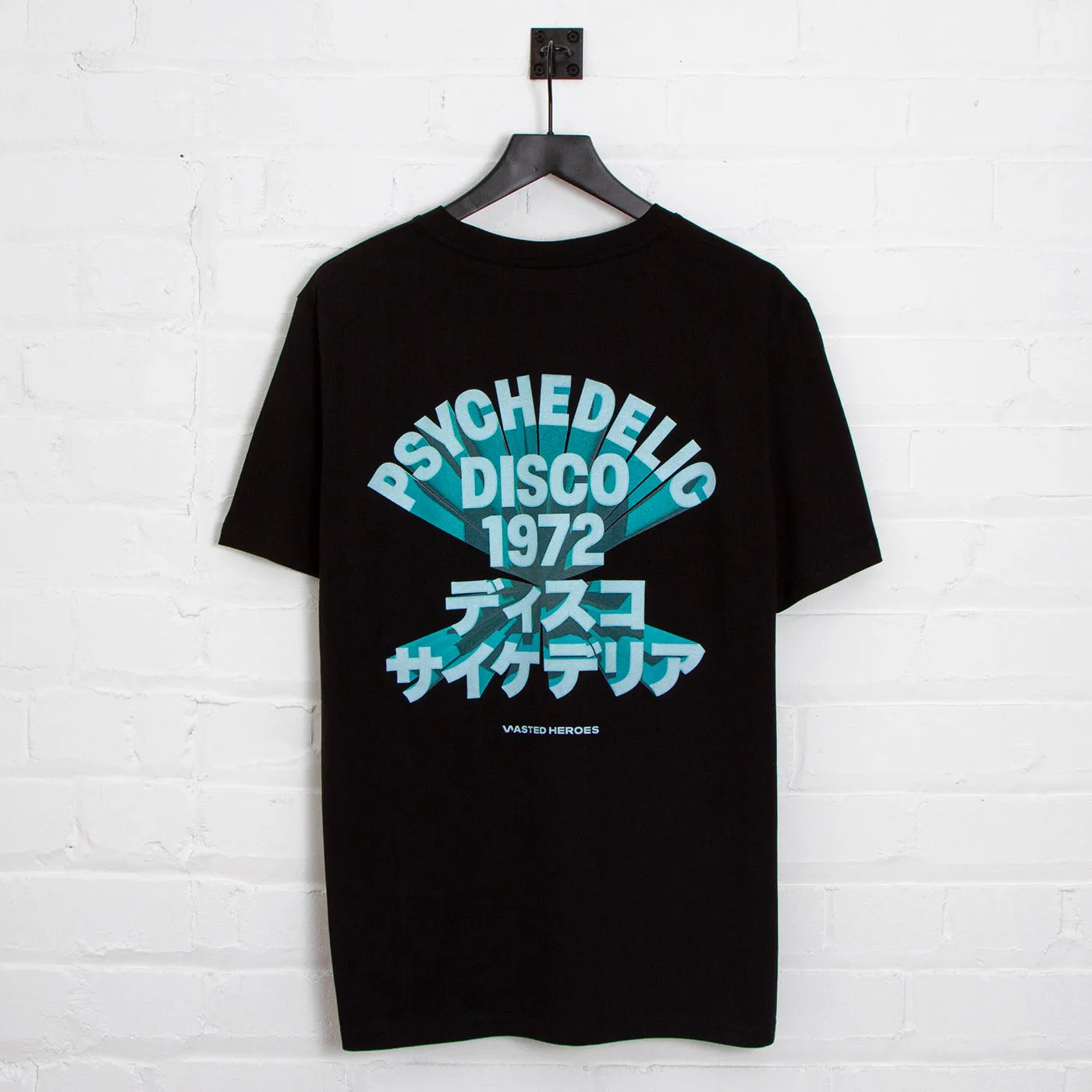 3D 1972 Psychedelic Disco Front Print - Tshirt - Black