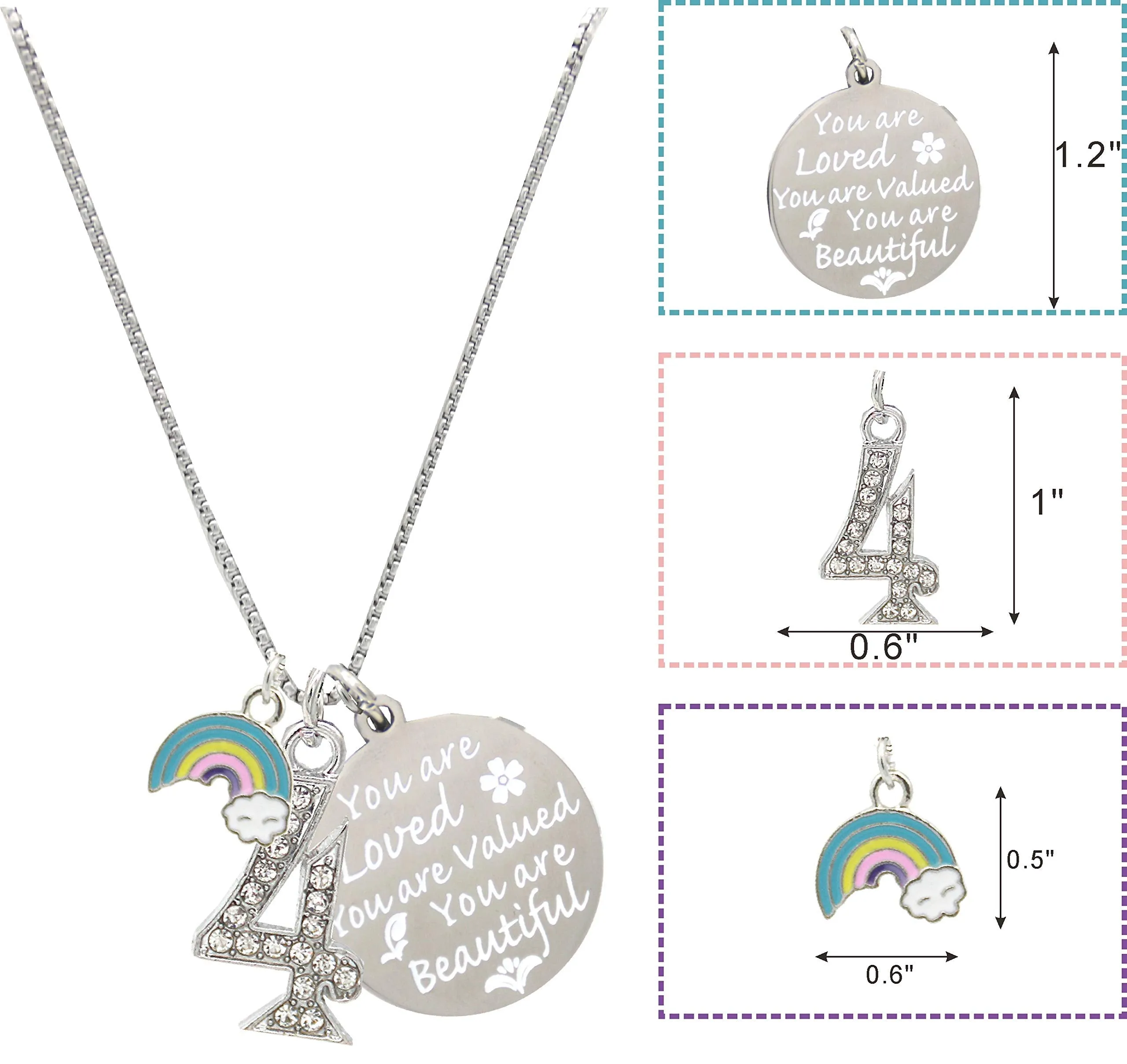 4th Birthday, 4th Birthday Gift, 4th Birthday Girl Gifts, 4th Birthday Necklace, Gifts