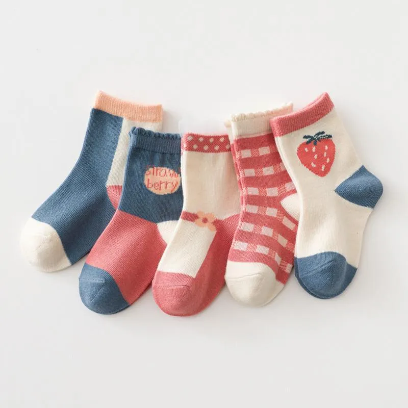 5-piece Toddler Girls Strawberry Knee-High Stockings