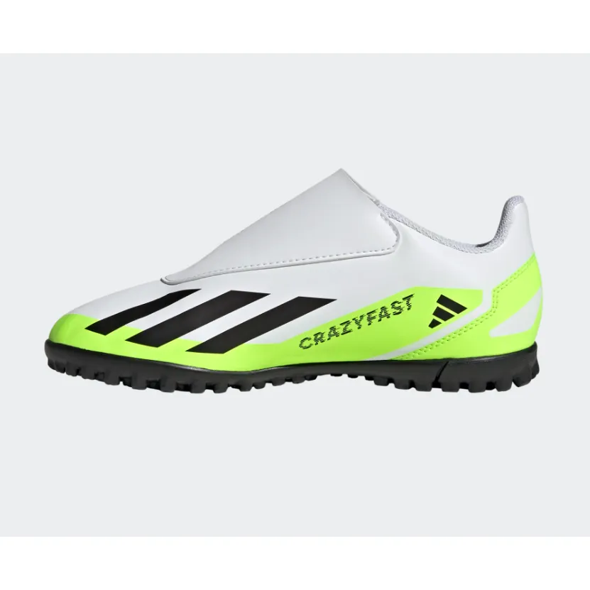 Adidas Kids Astro Turf Boots X Crazyfast.4 VEL TF J White/Black/Lucid Lemon