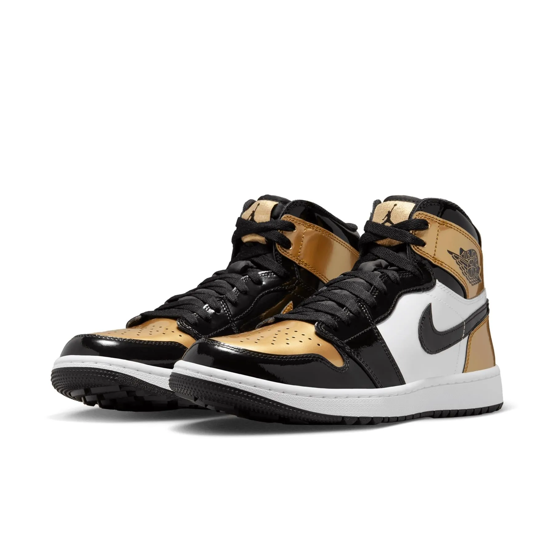 Air Jordan 1 High Top Golf Shoes Black/Metallic Gold - W24