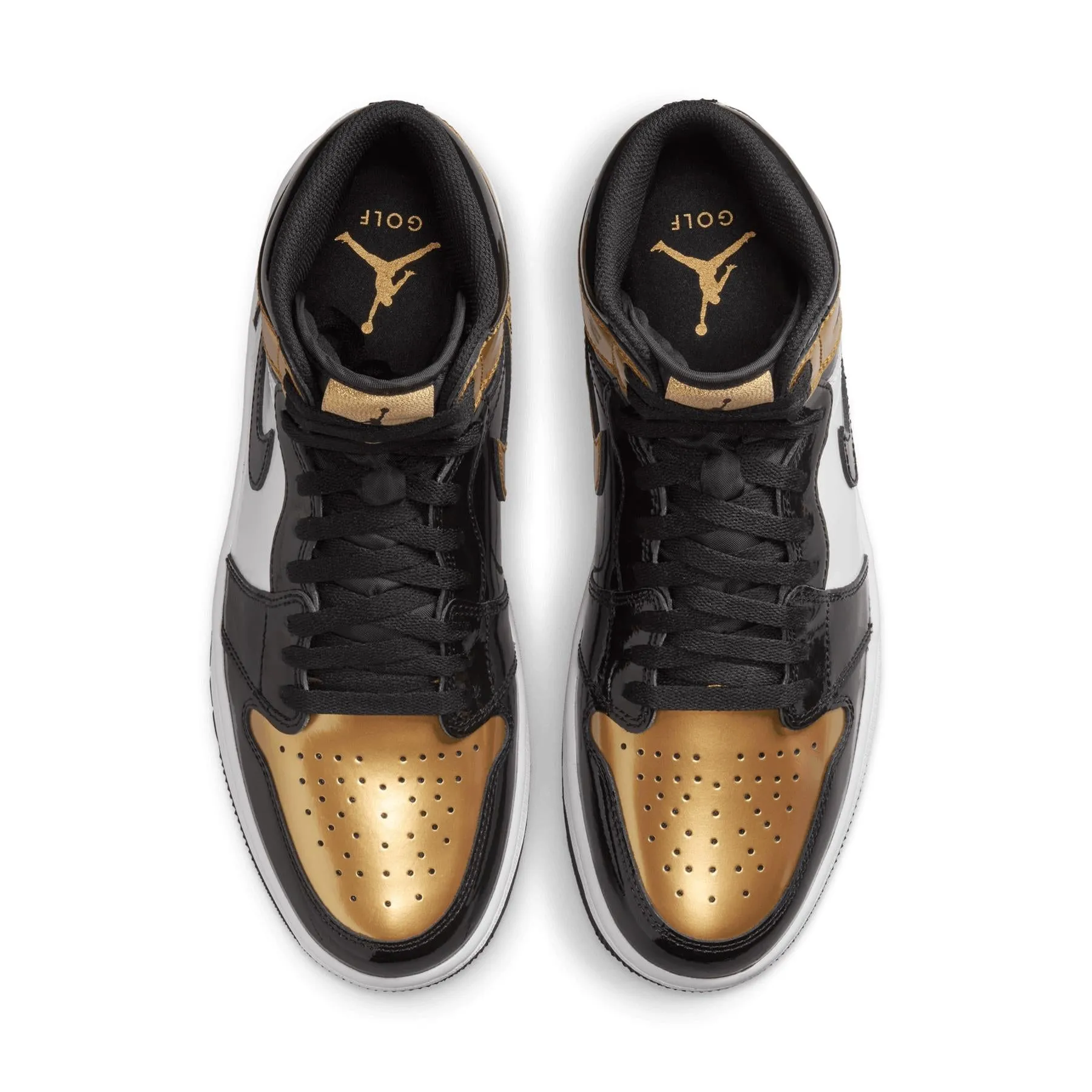 Air Jordan 1 High Top Golf Shoes Black/Metallic Gold - W24