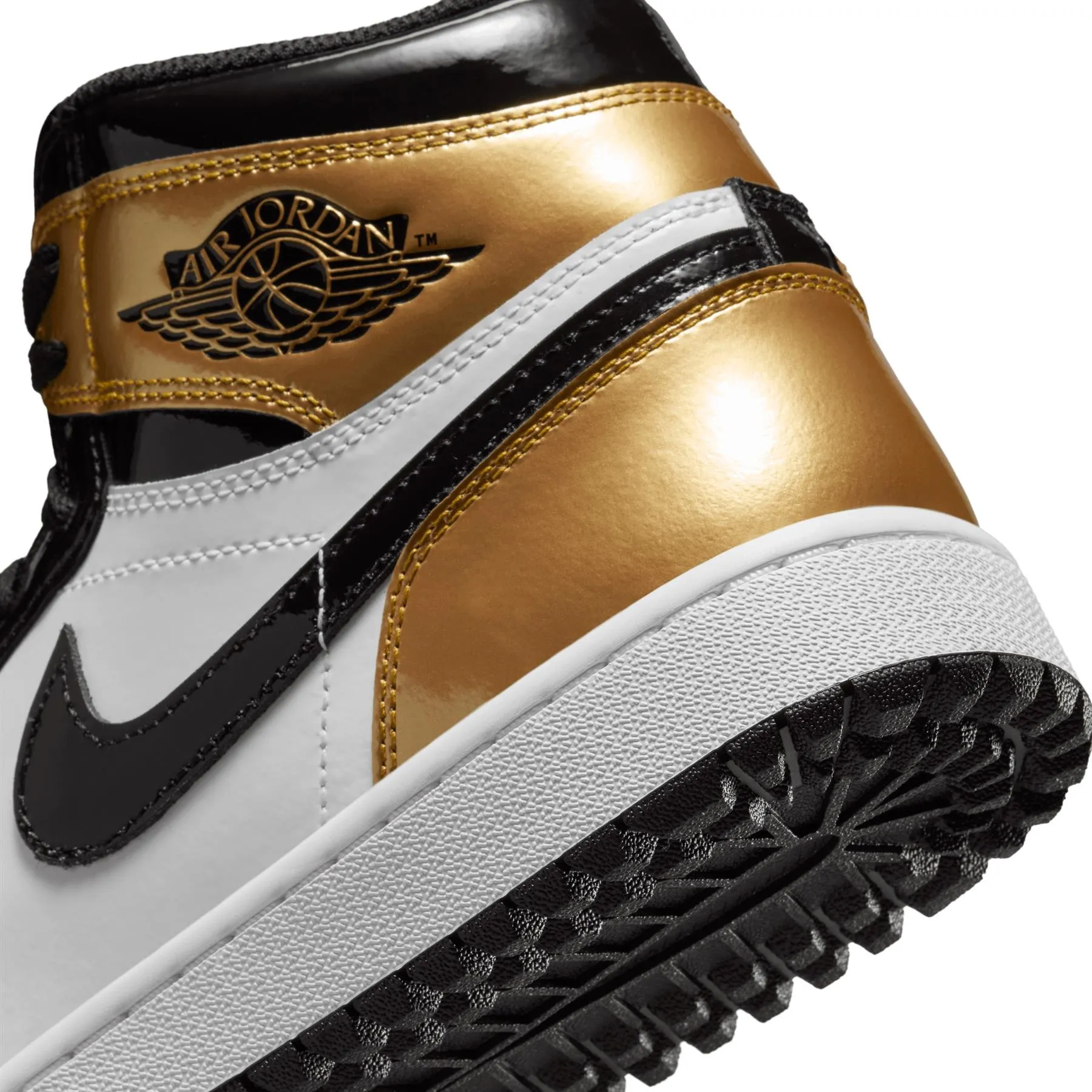 Air Jordan 1 High Top Golf Shoes Black/Metallic Gold - W24