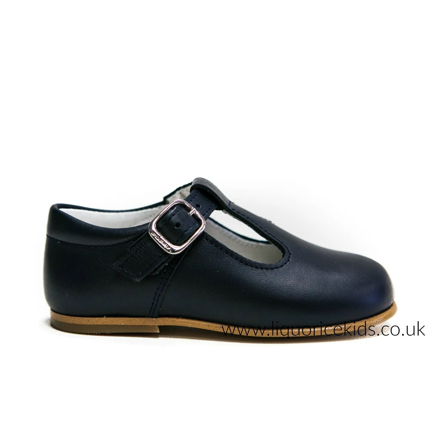 Andanines Boys Leather Navy T-Bar Shoe