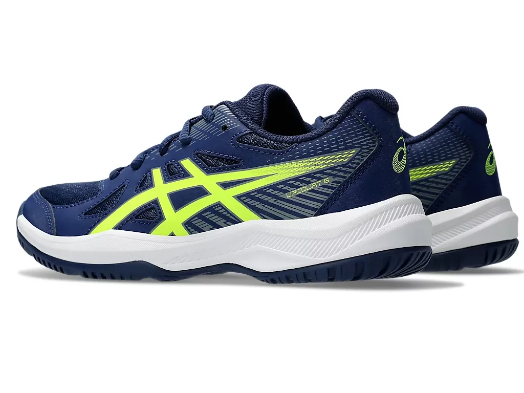 Asics Upcourt GS 6 Junior Court Shoes, Blue Expanse / Safety Yellow