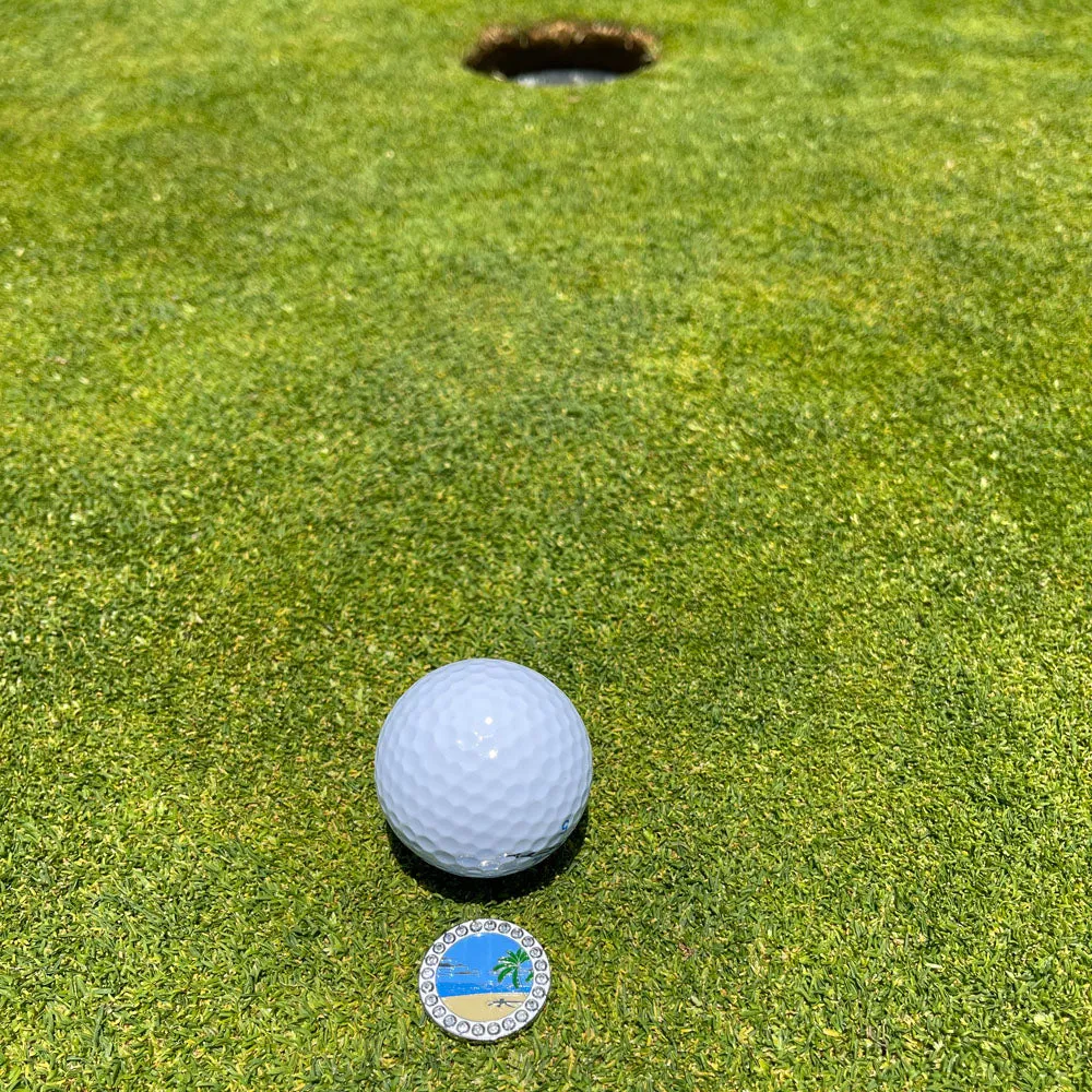 Beach Golf Ball Markers With Colored Clip Combo