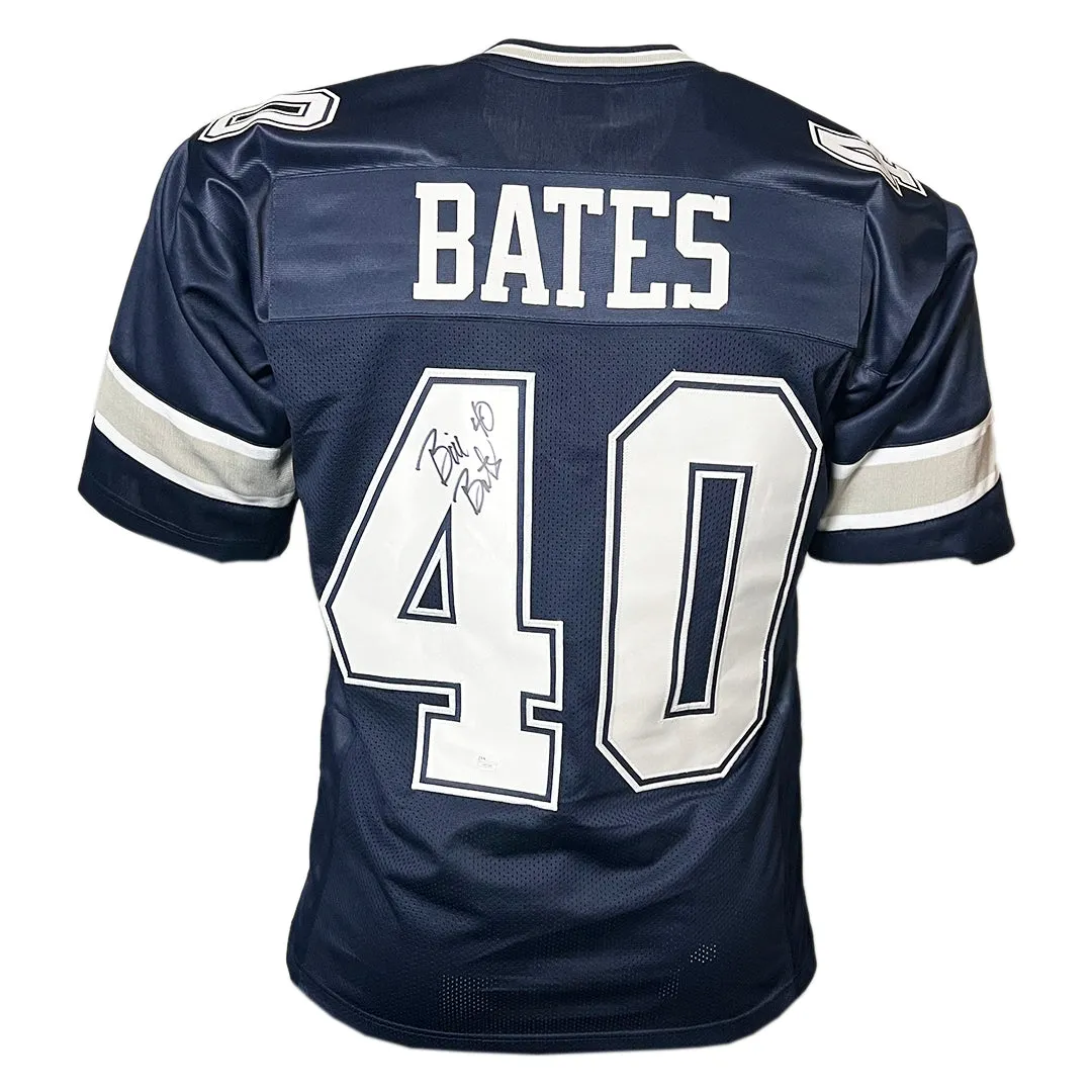 Bill Bates Signed Dallas Blue Football Jersey (JSA)