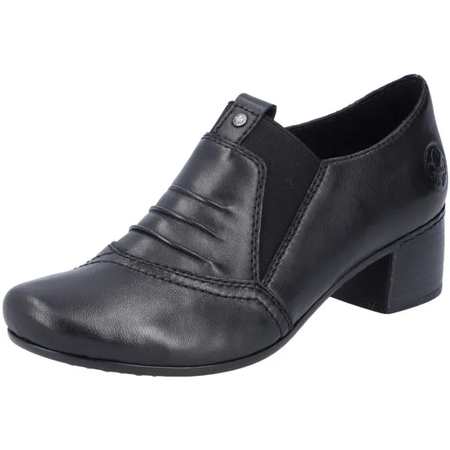 Black Leather Rieker Trouser Shoes Low Heel 41657-00 sale