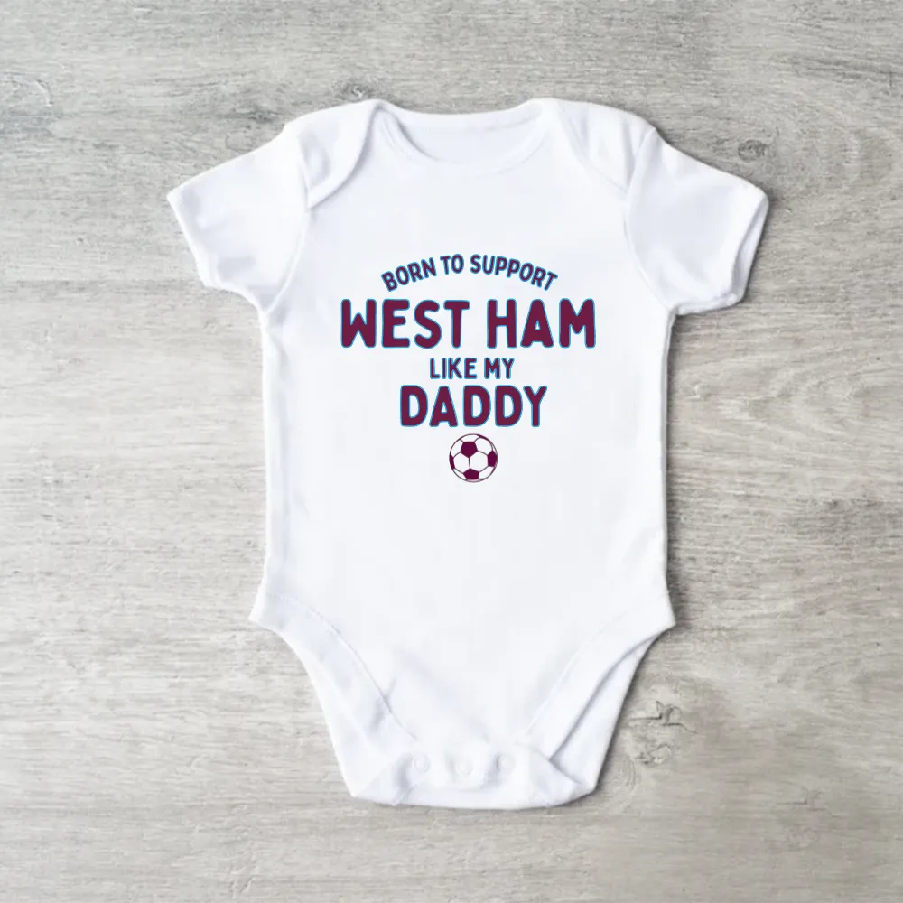 Born To Support Football White Baby Vest