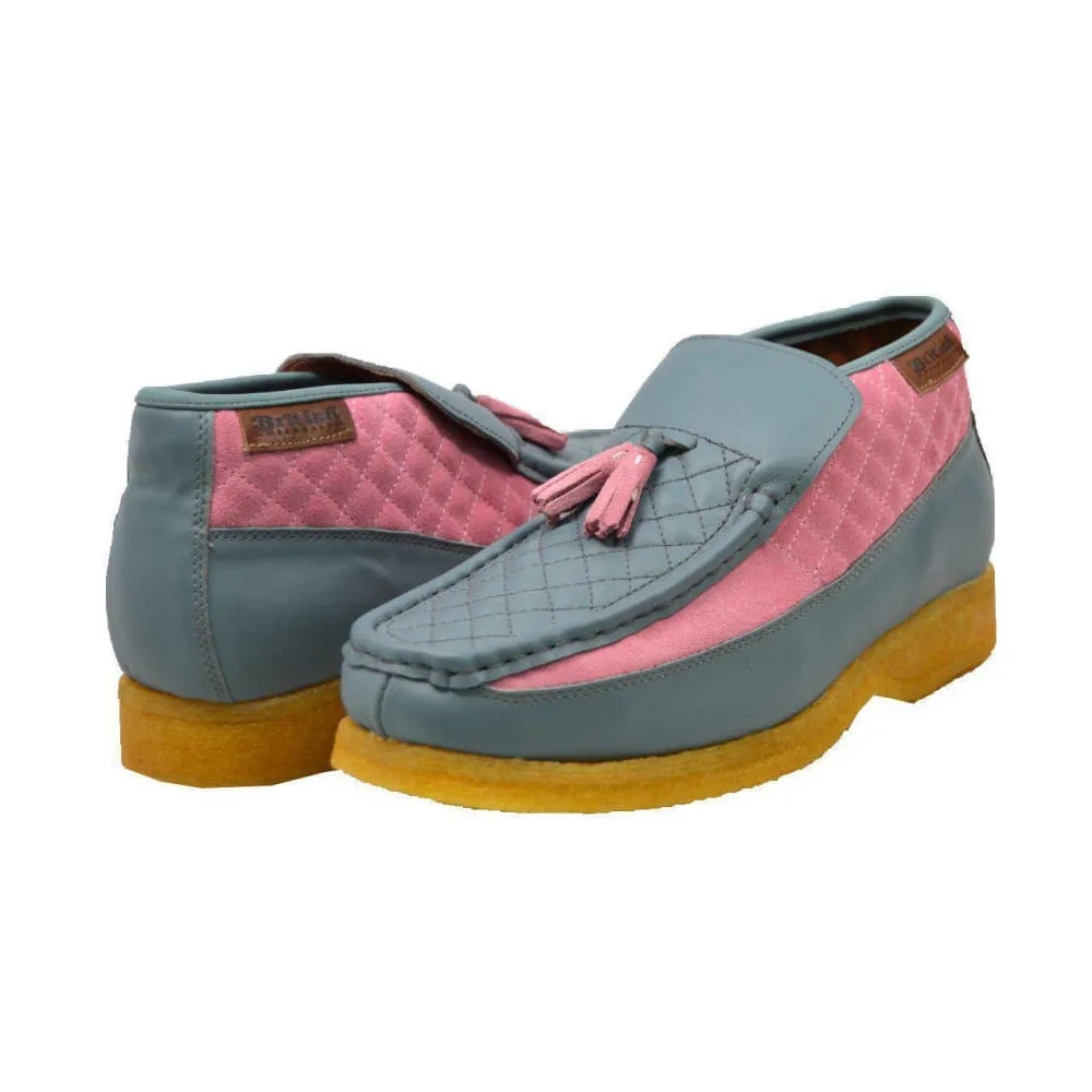 British Walkers Prince Men's Gray and Pink Leather With Pink Tassel