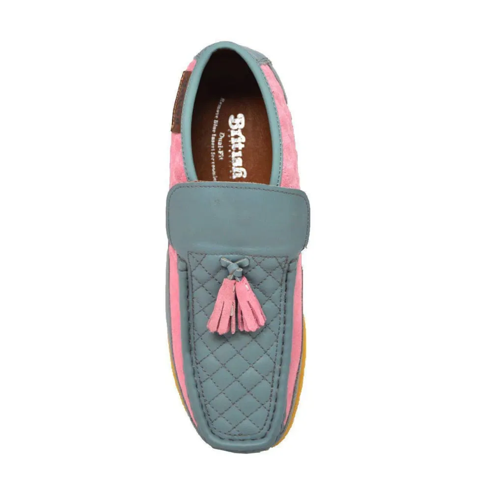 British Walkers Prince Men's Gray and Pink Leather With Pink Tassel