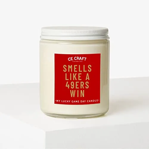 CE Craft - Smells Like A 49ers Win Candle - Football Themed Candle, Gift for Dad, Gift for Son, Niners Gift, Niners Themed Candle, Gift for Him (Sugar Cookie)