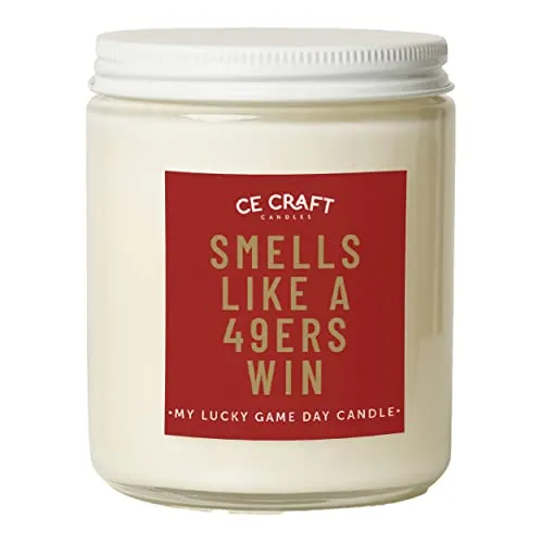 CE Craft - Smells Like A 49ers Win Candle - Football Themed Candle, Gift for Dad, Gift for Son, Niners Gift, Niners Themed Candle, Gift for Him (Sugar Cookie)