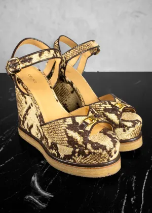 Celine Brown Jacquard Wedge Sandal