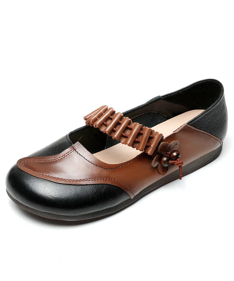 Comfy Black Buckle Strap Flat Feet Shoes Splicing Flat Shoes For Women LC0520