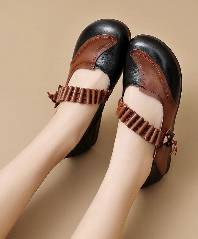 Comfy Black Buckle Strap Flat Feet Shoes Splicing Flat Shoes For Women LC0520