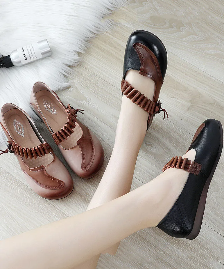 Comfy Black Buckle Strap Flat Feet Shoes Splicing Flat Shoes For Women LC0520