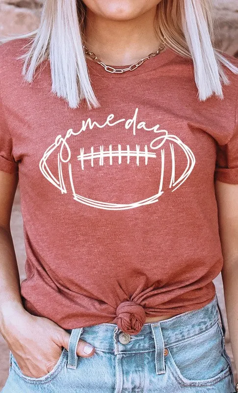 Cursive Football Game Day Graphic Tee PLUS