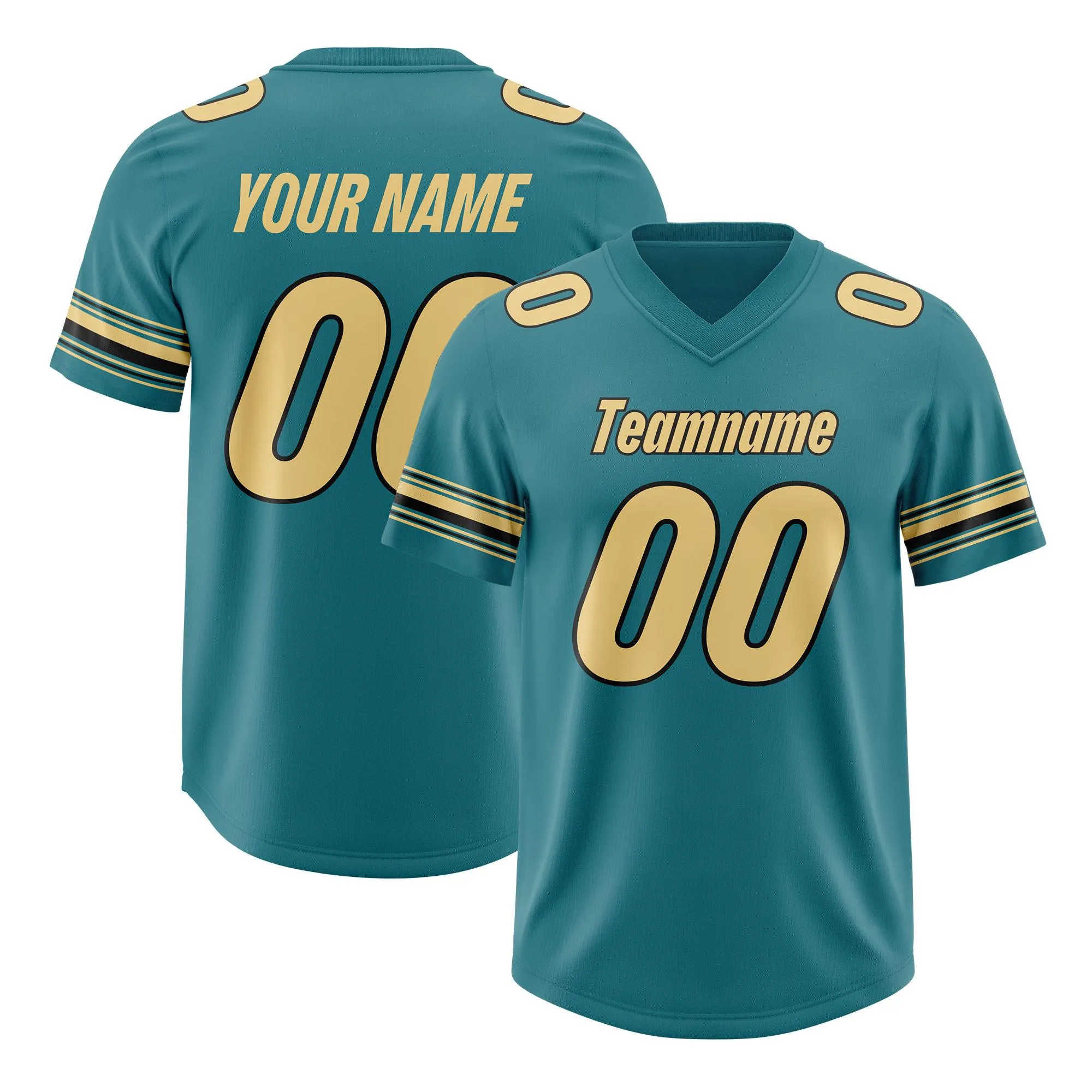 Custom Aqua Khaki Retro Personalized Sleeve Line Authentic Football Jersey