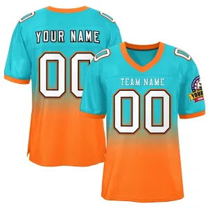 Custom Aqua Orange-White Gradient Fashion Outdoor Authentic Football Jersey