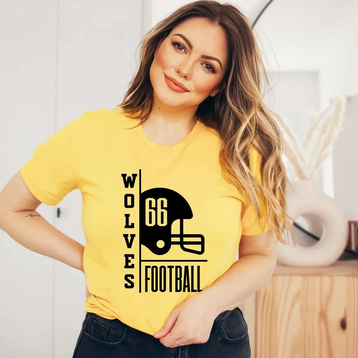 Custom Football Team & Number Graphic Tee