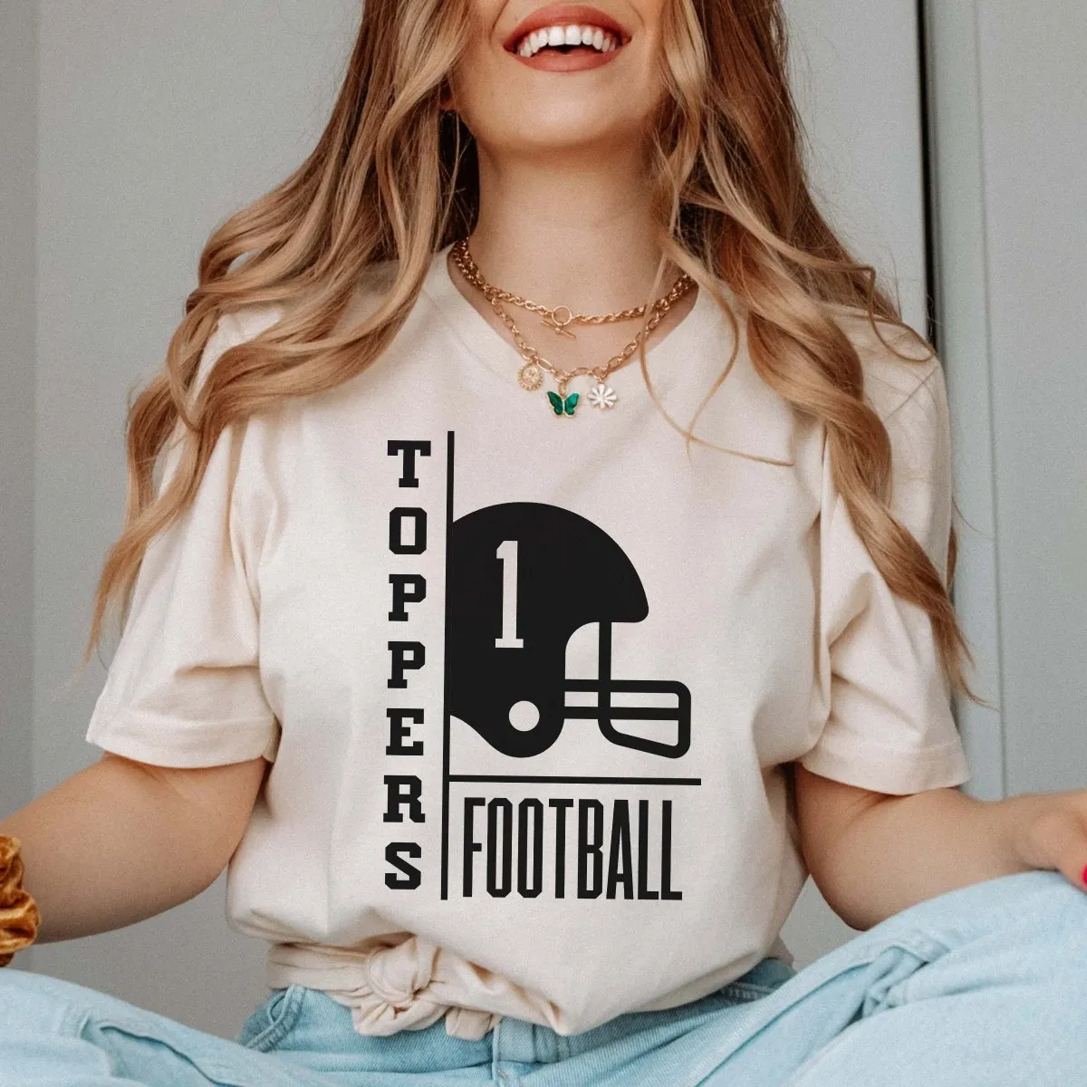 Custom Football Team & Number Graphic Tee