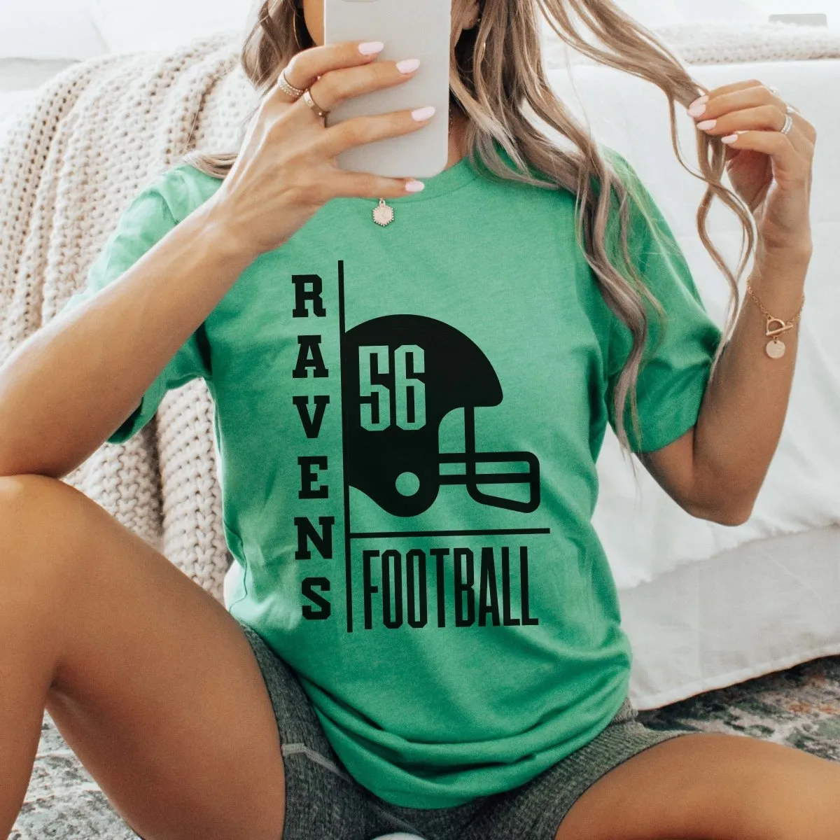 Custom Football Team & Number Graphic Tee