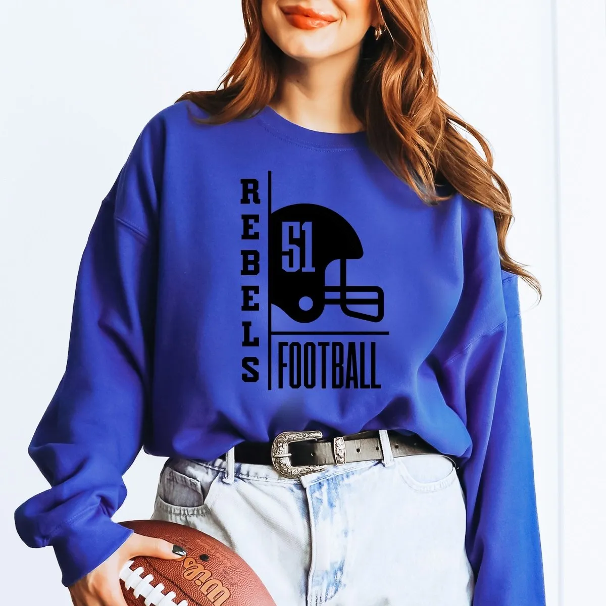 Custom Football Team & Number Sweatshirt