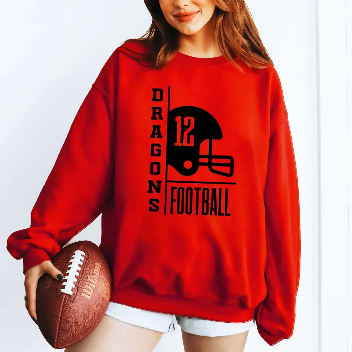 Custom Football Team & Number Sweatshirt