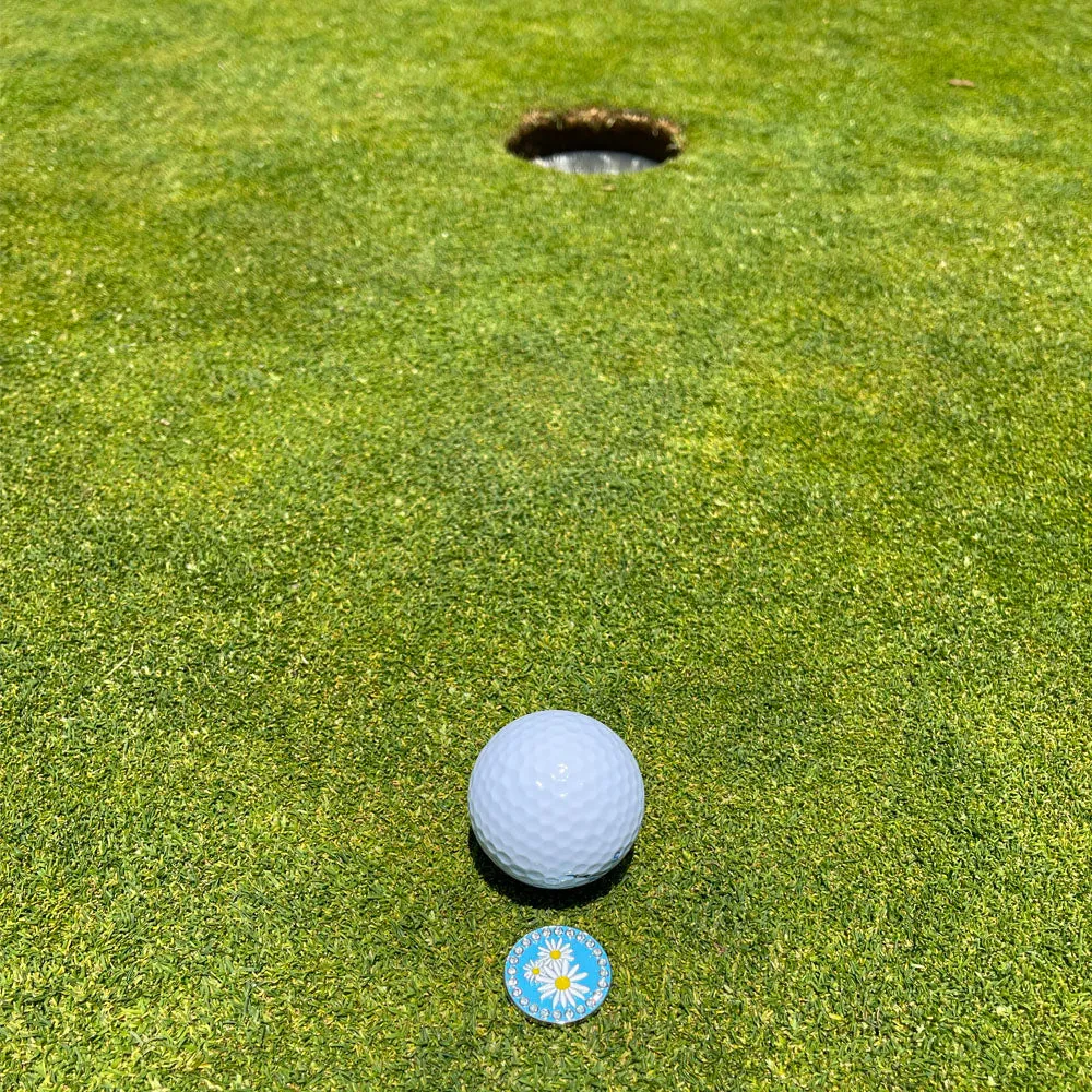 Daisies Golf Ball Marker With Colored Clip