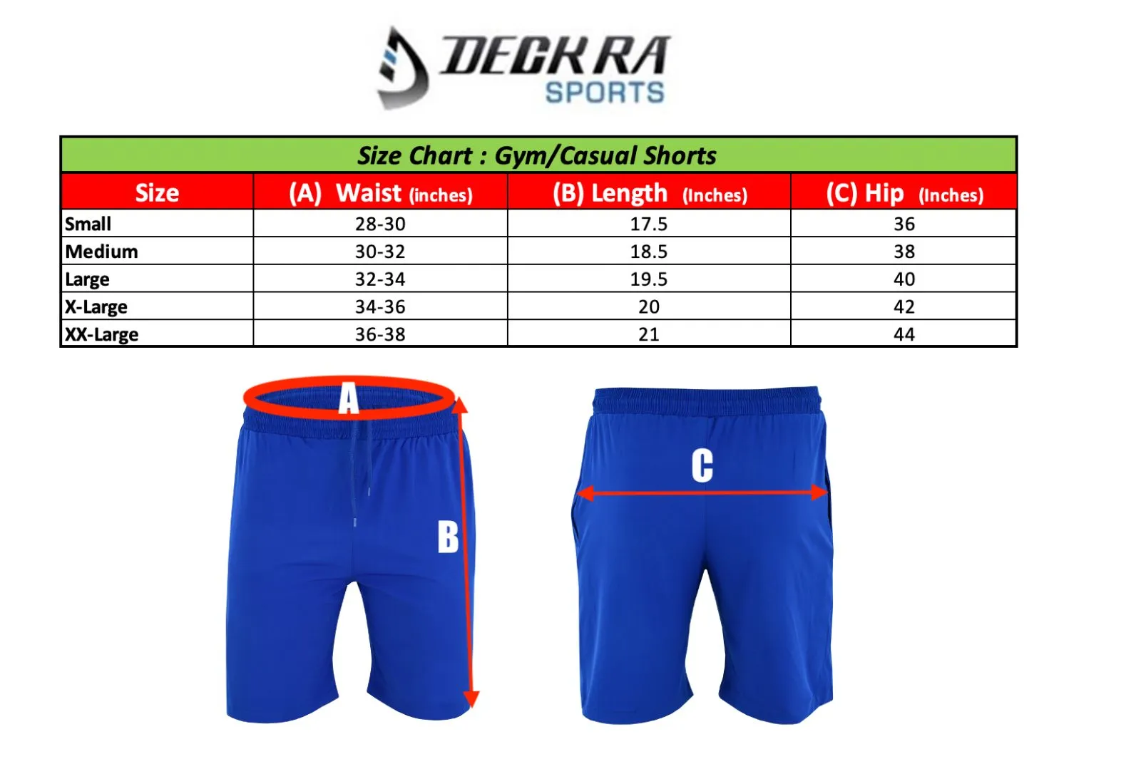 Deckra Mens Fitness Gym Short Royal Blue