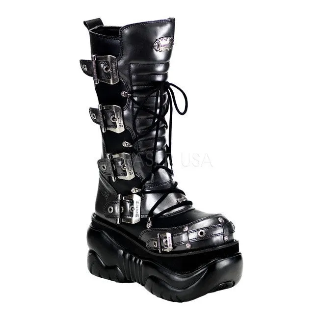 Demonia Boxer-205 Grey Platform Zip Cyber Boot