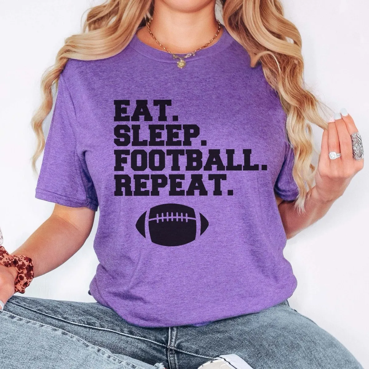 Eat Sleep Football Repeat Graphic Tee