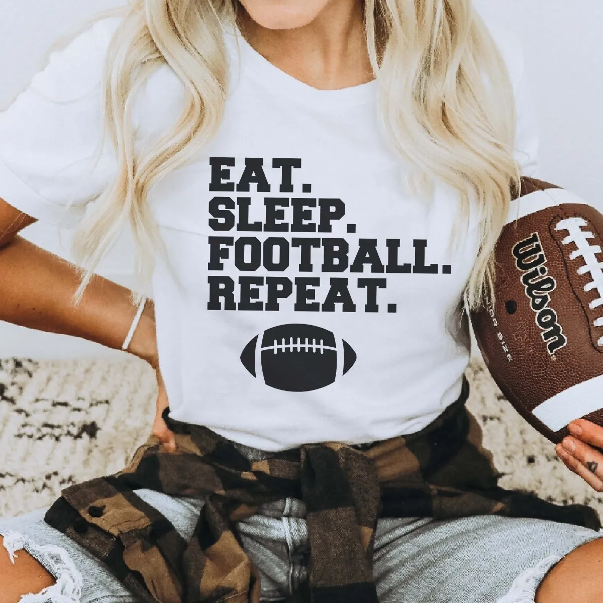 Eat Sleep Football Repeat Graphic Tee