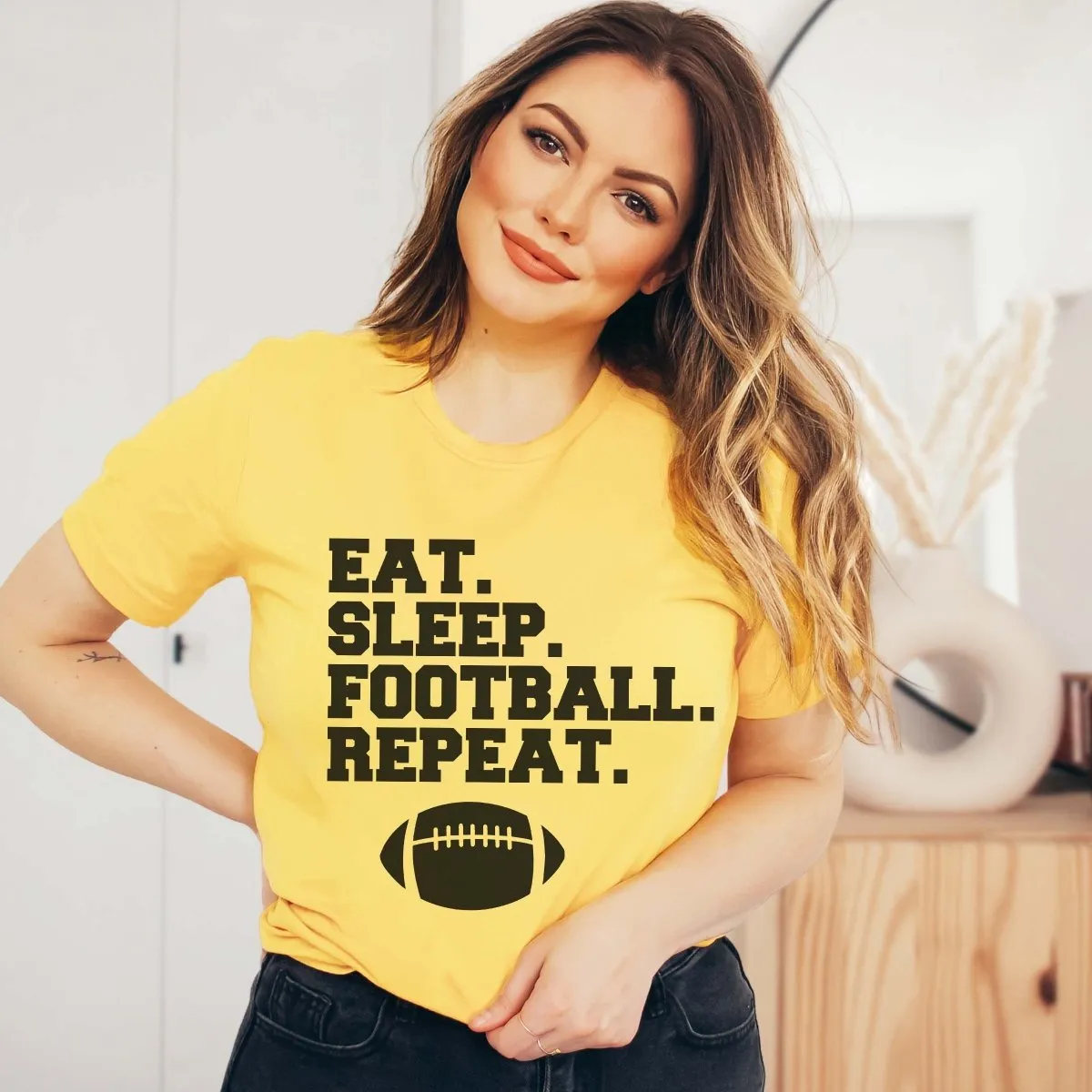 Eat Sleep Football Repeat Graphic Tee