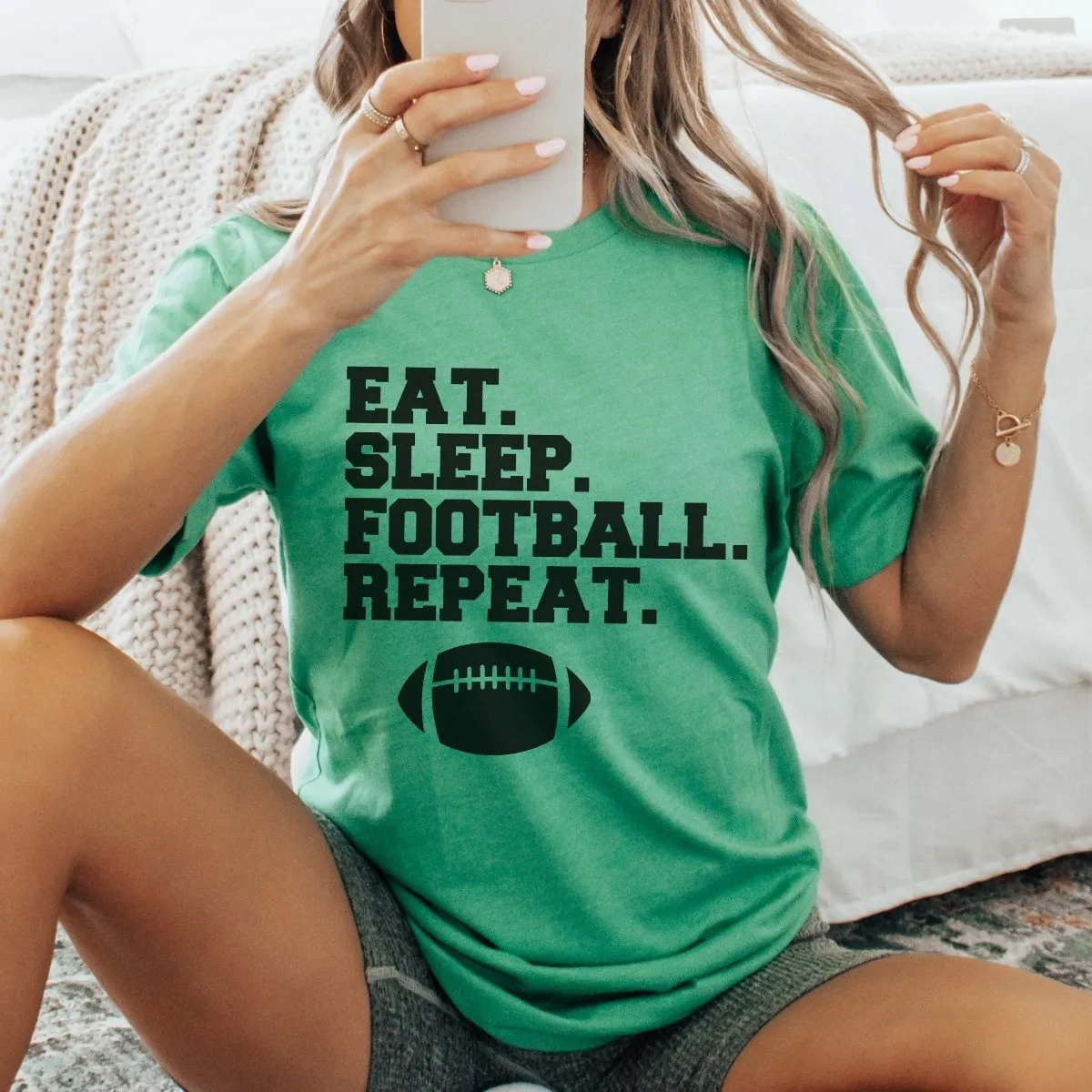 Eat Sleep Football Repeat Graphic Tee