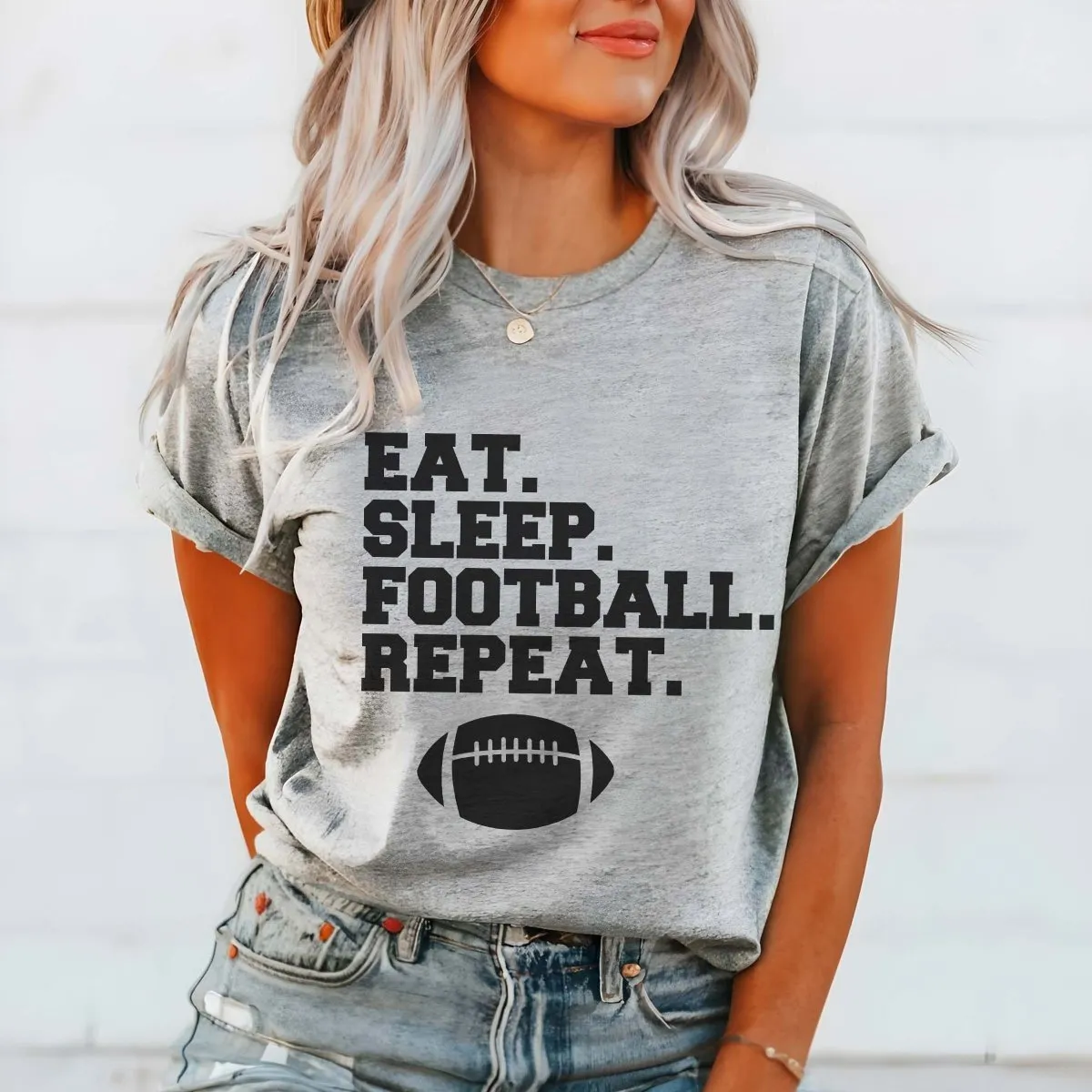 Eat Sleep Football Repeat Graphic Tee