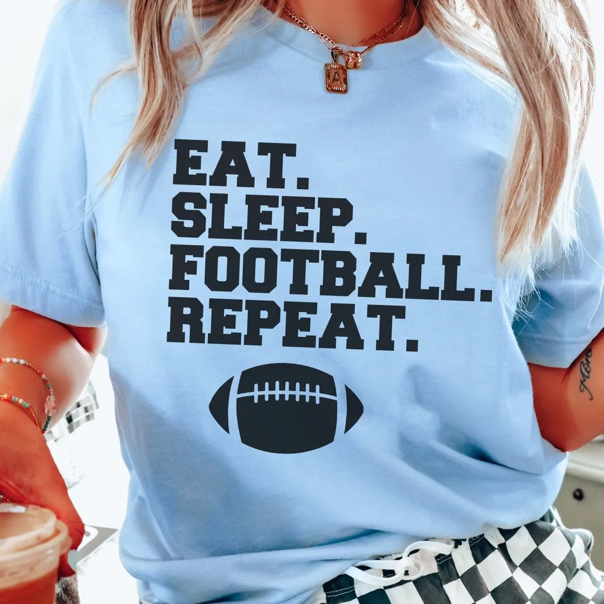 Eat Sleep Football Repeat Graphic Tee