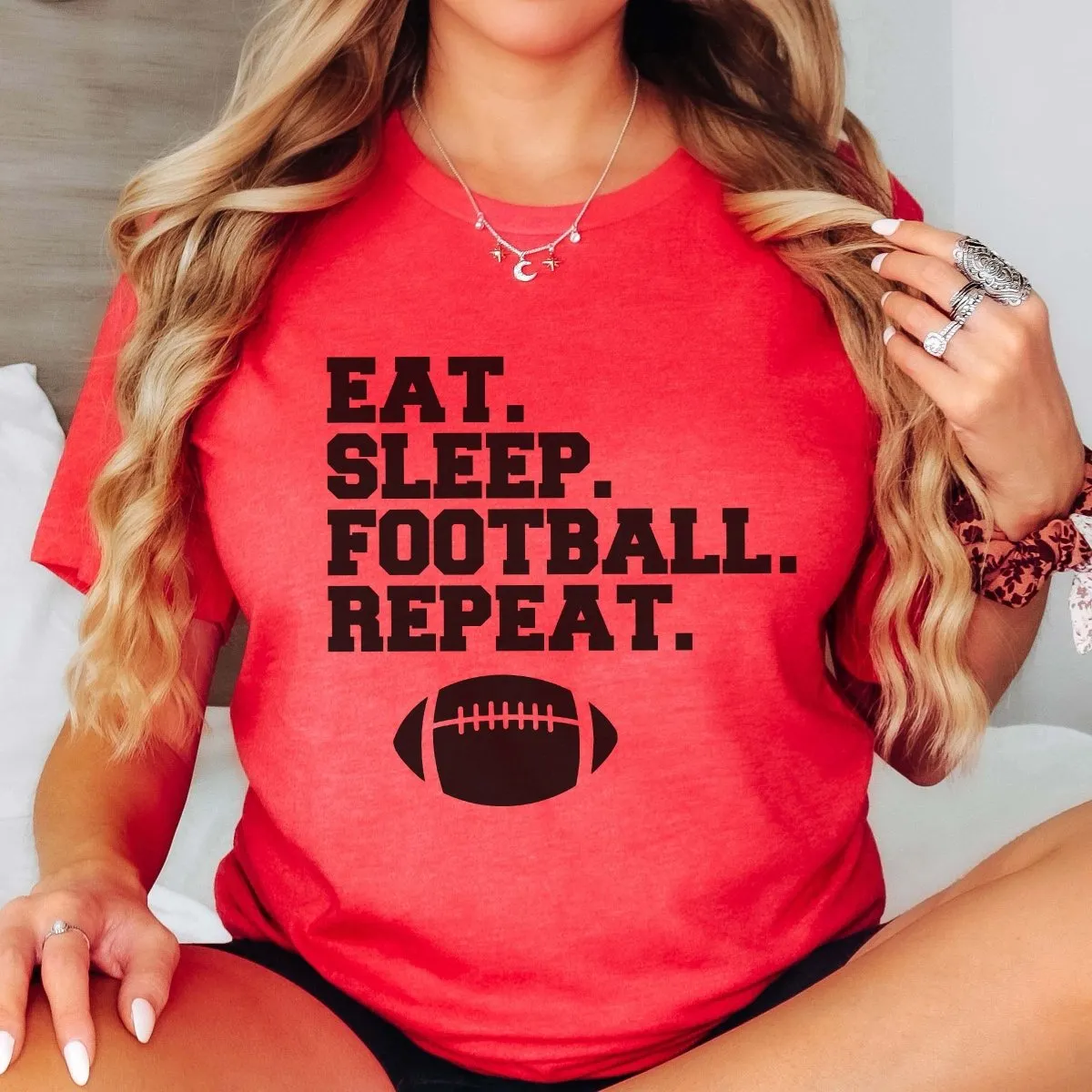 Eat Sleep Football Repeat Graphic Tee