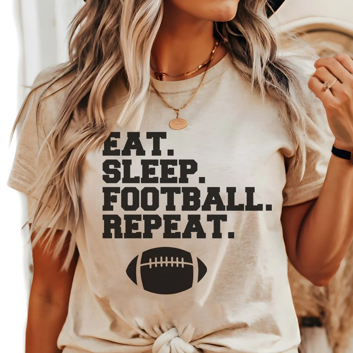 Eat Sleep Football Repeat Graphic Tee