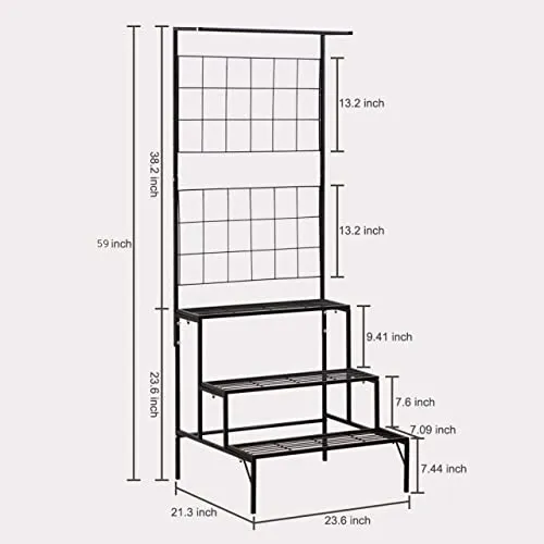 ecofynd Bloom Plant Stand for Balcony, Metal Planter Stand for Outdoor Plants, 4 Tier High Flower Pot Holder, 3 Steps Plant Stand, Big Rack for Home Garden (PS007-BLK)