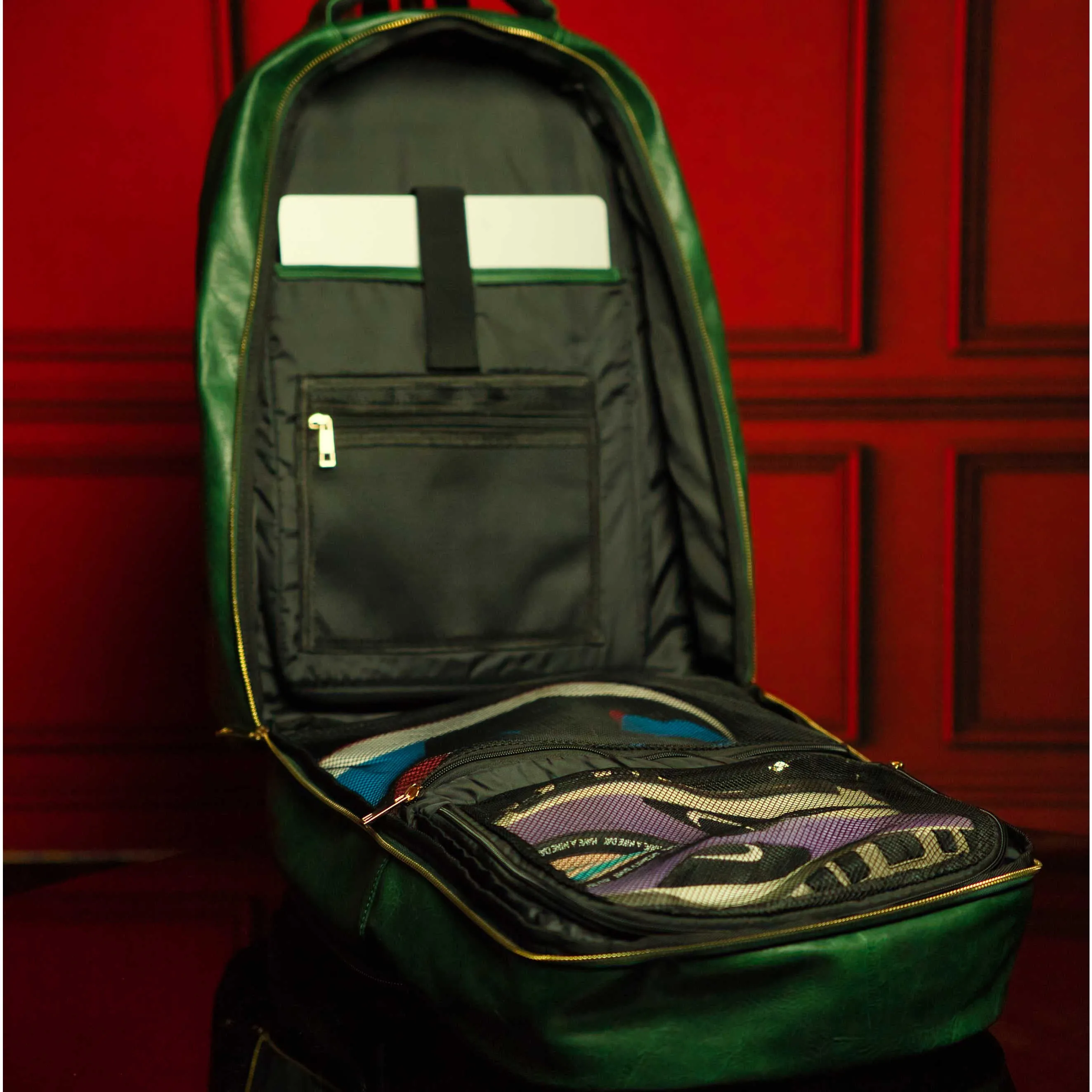 Emerald Green Tumbled Leather Commuter Bag (XL Design)