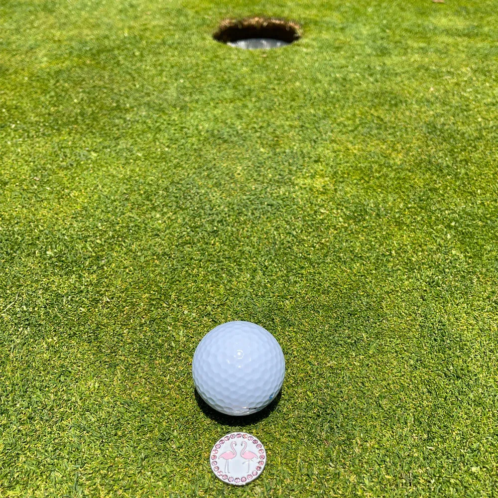 Flamingos Golf Ball Marker With Colored Clip