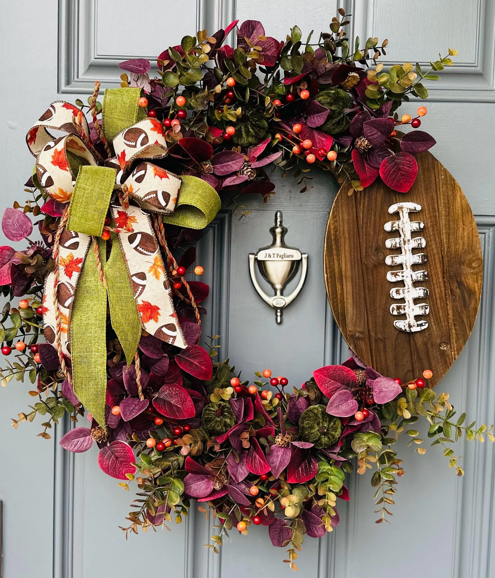 Football front door wreath