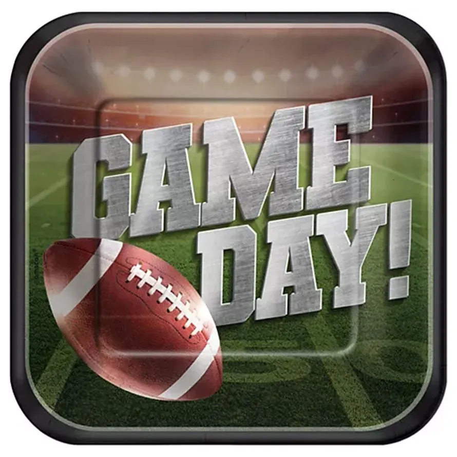 Football Game Day Square Paper Plates 9” | 18 ct