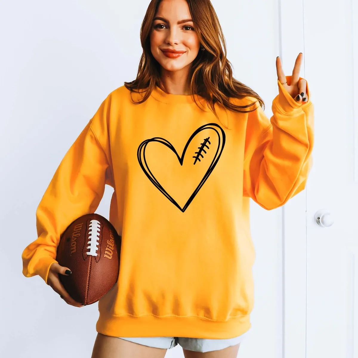 Football Heart Wholesale Sweatshirt - Quick Shipping