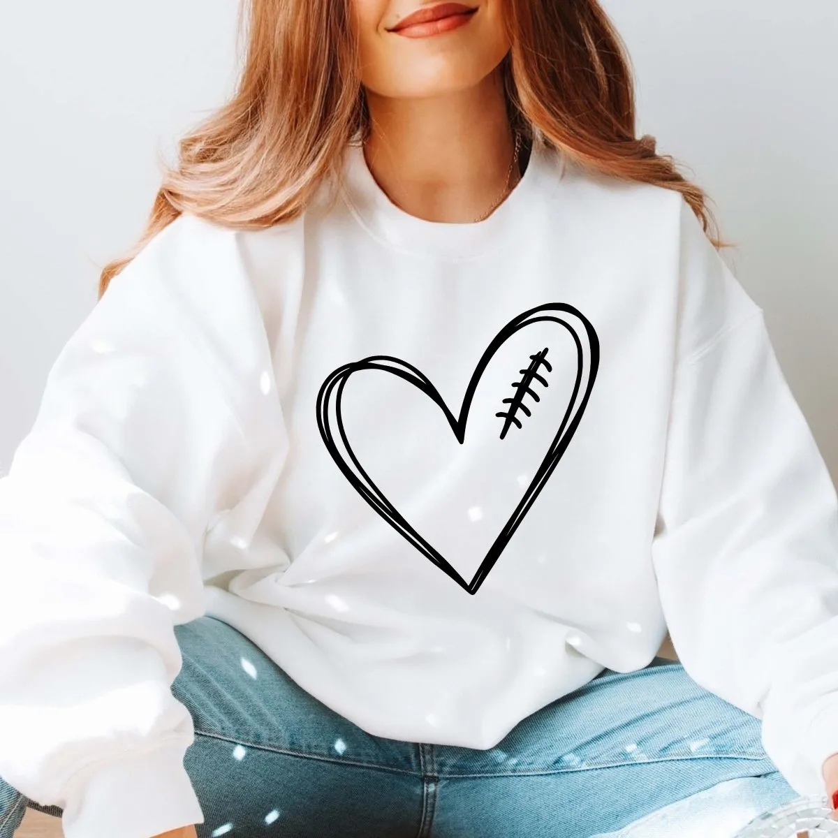 Football Heart Wholesale Sweatshirt - Quick Shipping